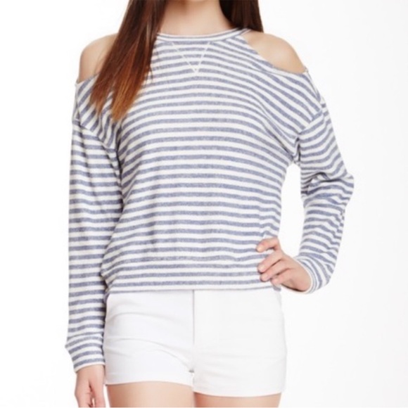 BcbgMaxAzria Striped Off Shoulder Sweater - Picture 1 of 8